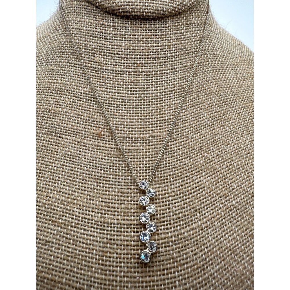 🌼Anne Klein Silver-Tone Necklace Bedazzled Crystal Accents